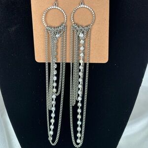 Elegant Silver Chain Dangle Earrings